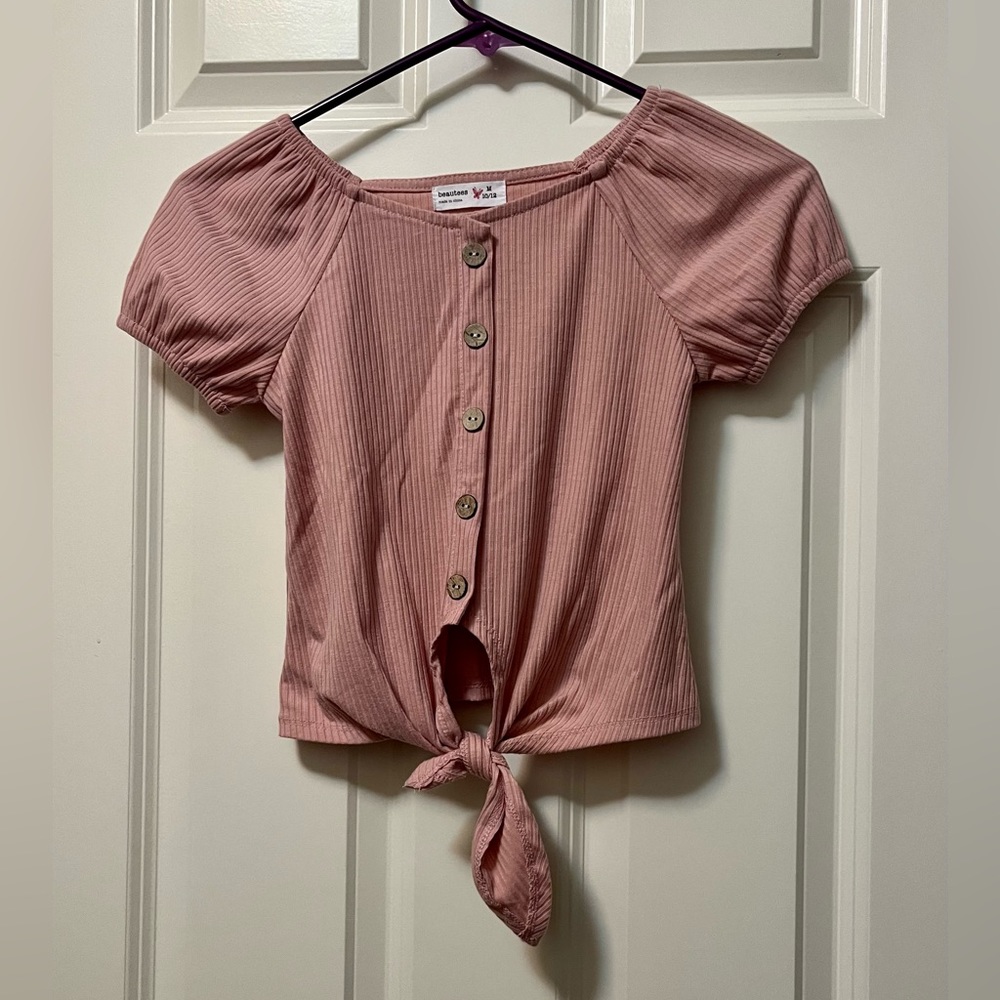 beautees Med 10-12 Girls pink front tie shirt